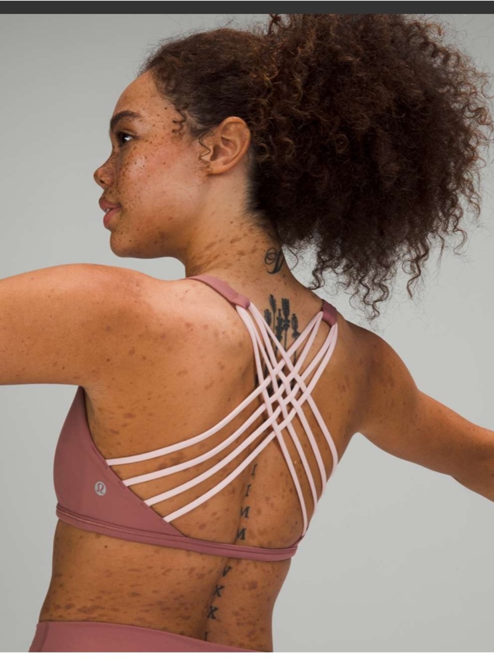 lululemon athletica Strappy-Back Sports Bra - Dusty Rose with Pale Pink Straps